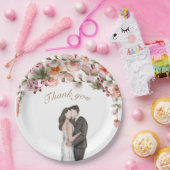 ありがとう水の色エレガントフローラ結婚かわいい ペーパープレート (パーティー)