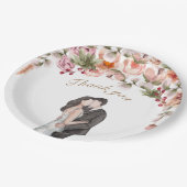 ありがとう水の色エレガントフローラ結婚かわいい ペーパープレート (アングル)