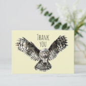 ありがとう水彩印象的なフクロウ鳥の自然アート サンキューカード (スタンド正面)