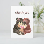 ありがとう水彩可愛い可愛い可愛いテディベア サンキューカード (スタンド正面)