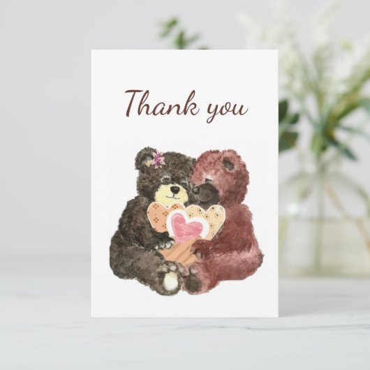 ありがとう水彩可愛い可愛い可愛いテディベア サンキューカード (スタンド正面)