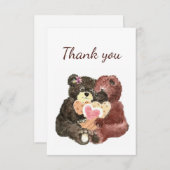 ありがとう水彩可愛い可愛い可愛いテディベア サンキューカード (正面/裏面)