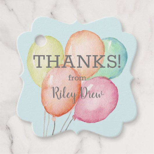 ありがとう水彩風船ブルー フェイバータグ (正面)