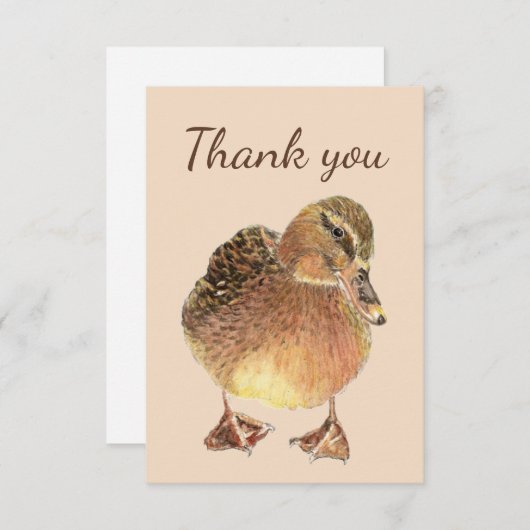 ありがとう水色の奇妙なファーム鴨の鳥 サンキューカード (正面/裏面)
