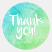 ありがとう水色の明るい緑のステッカー ラウンドシール (正面)