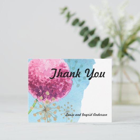 ありがとう水色アリウムフローラ ポストカード (スタンド正面)