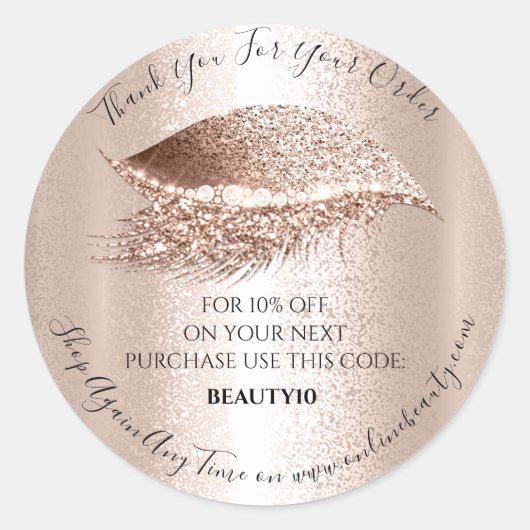 ありがとう注文ロゴ割引バララッシュメイクアップVIP ラウンドシール (正面)