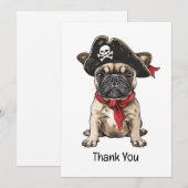 ありがとう海賊フランスのブルドッグスカルクロスボーン サンキューカード (正面/裏面)