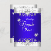 ありがとう王室のブルー結婚のホワイトダイヤモンドヘア サンキューカード (正面/裏面)