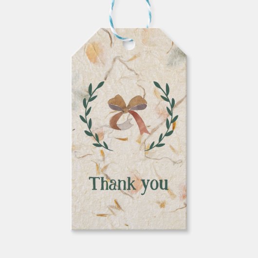 ありがとう甘い水の色のフローラ背景クラフト ギフトタグ (正面)