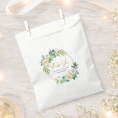 ありがとう白と金ゴールドフローラ結婚式の引き出物バッグ フェイバーバッグ (クリップ留めされた状態)