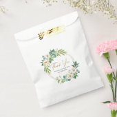 ありがとう白と金ゴールドフローラ結婚式の引き出物バッグ フェイバーバッグ (封をした状態)