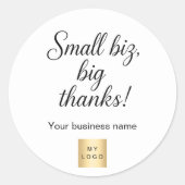 ありがとう白黒スクリプトのビジネスロゴ ラウンドシール (正面)