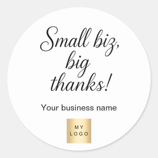 ありがとう白黒スクリプトのビジネスロゴ ラウンドシール (正面)