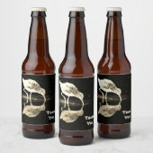 ありがとう白黒ビーチ鳥と反射 ビールラベル (ボトル)