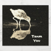 ありがとう白黒ビーチ鳥と反射 ビールラベル (シングルラベル)