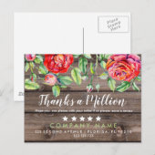 ありがとう百万の購入カードビジネス感謝 案内ポストカード (正面/裏面)