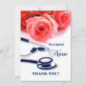 ありがとう看護師さん。ローズと聴診器カード 招待状 (正面)