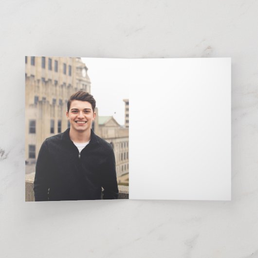 ありがとう確認金ゴールドリーフnavy blue 箔グリーティングカード (内側レイダウン)