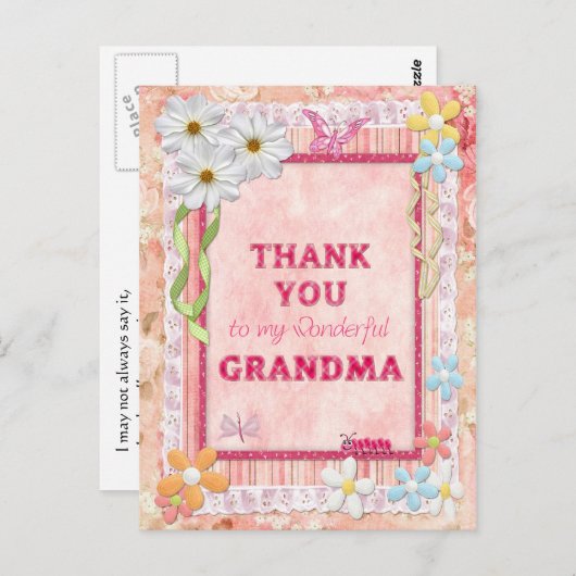 ありがとう祖母フラワークラフトカード ポストカード (正面/裏面)