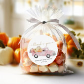 ありがとう秋ピンクヴィンテージトラック赤ちゃんシャワー ラウンドシール