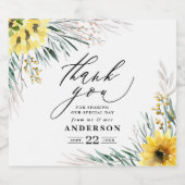 ありがとう素朴な田舎ひまわりユーカリシック スパークリングワインラベル (シングルラベル)