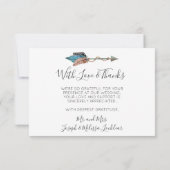 ありがとう素朴ターコイズ羽の矢の写真 サンキューカード (裏面)