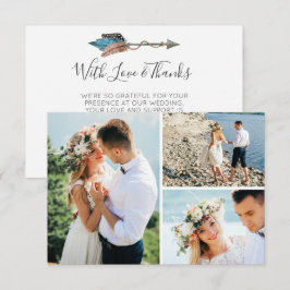 ありがとう素朴ターコイズ羽の矢の写真 サンキューカード