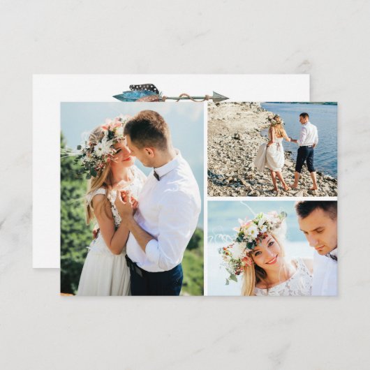 ありがとう素朴ターコイズ羽の矢の写真 サンキューカード (正面/裏面)