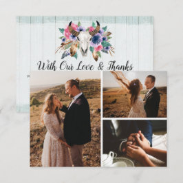 ありがとう素朴フローラカウフォトカードスカル サンキューカード