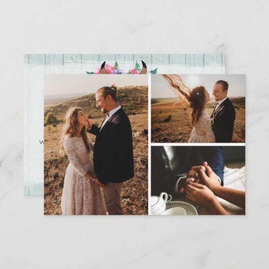 ありがとう素朴フローラカウフォトカードスカル サンキューカード (正面/裏面)