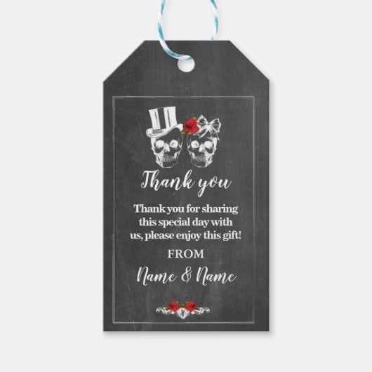 ありがとう素朴ラベルスカル結婚メッセージカード ギフトタグ (正面)