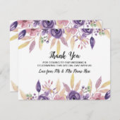 ありがとう結婚のカードラベンダーフローラ花 招待状 (正面/裏面)