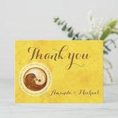 ありがとう結婚のカード金ゴールドYinYang doves調和 サンキューカード (スタンド正面)