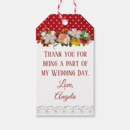 ありがとう結婚のギフトラベルブルゴーニュフローラブーケ ギフトタグ