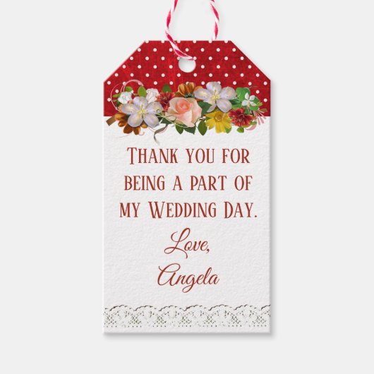ありがとう結婚のギフトラベルブルゴーニュフローラブーケ ギフトタグ (正面)