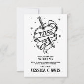 ありがとう結婚のタトゥー伝統的ハートナイフ サンキューカード (正面)