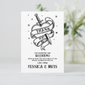 ありがとう結婚のタトゥー伝統的ハートナイフ サンキューカード (スタンド正面)