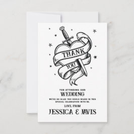 ありがとう結婚のタトゥー伝統的ハートナイフ サンキューカード