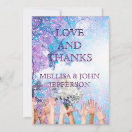 ありがとう結婚のパーソナライズされた結婚式招待状 サンキューカード