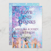 ありがとう結婚のパーソナライズされた結婚式招待状 サンキューカード (正面/裏面)