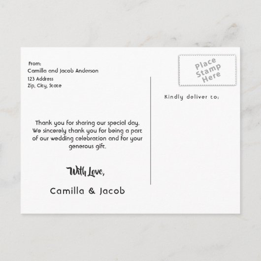 ありがとう結婚のフォトピンクフローラ ポストカード (裏面)