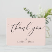 ありがとう結婚の写真エレガント赤面ピンク黒 招待状 (スタンド正面)