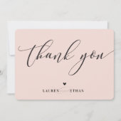 ありがとう結婚の写真エレガント赤面ピンク黒 招待状 (正面)