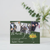 ありがとう結婚の写真オーバーレイ文字ひまわり ポストカード (スタンド正面)