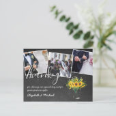 ありがとう結婚の写真オーバーレイ文字Chalkboard ポストカード (スタンド正面)