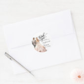 ありがとう結婚の新郎新婦バックウォーターの色 ラウンドシール (封筒)