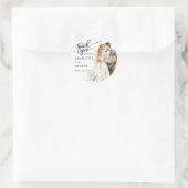 ありがとう結婚の新郎新婦バックウォーター色のクラス ラウンドシール (バッグ)