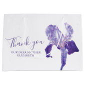 ありがとう結婚の紫の虹彩の母の好意バッグ ラージペーパーバッグ (正面)