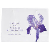 ありがとう結婚の紫の虹彩の母の好意バッグ ラージペーパーバッグ (裏面)